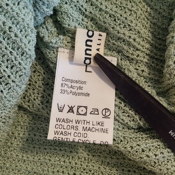 Anna Kaci Green Oversized Loose Knit Stretchy Sweater Casual Lagenlook NEW Large - Picture 7 of 7